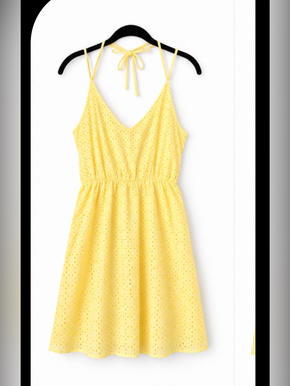 Everly Yellow Eyelet Tie-Back Mini Dress